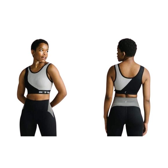 Zyia Active Chiaroscuro Buckle Bra Size Medium Black White Sportswear Athleisure - Picture 8 of 8